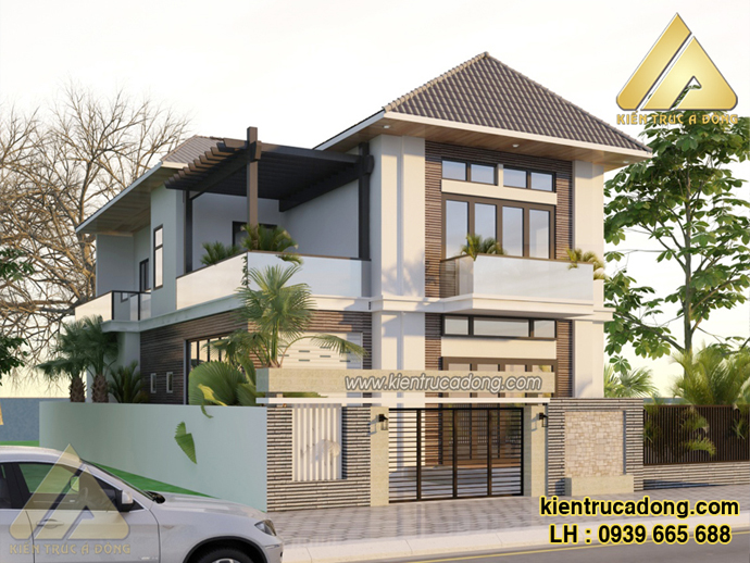 Mẫu thiết kế biệt thự phố hiện đại 2 tầng đẹp kiêu sa